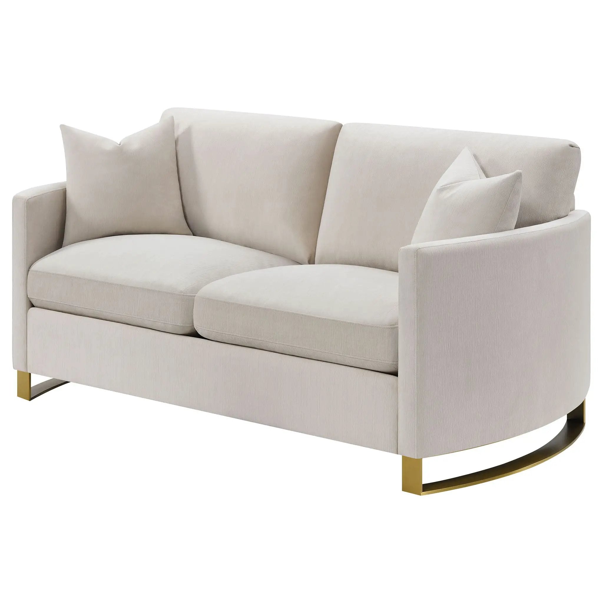 Corliss Upholstered Curved Track Arm Loveseat Beige by Unique Piece Furniture