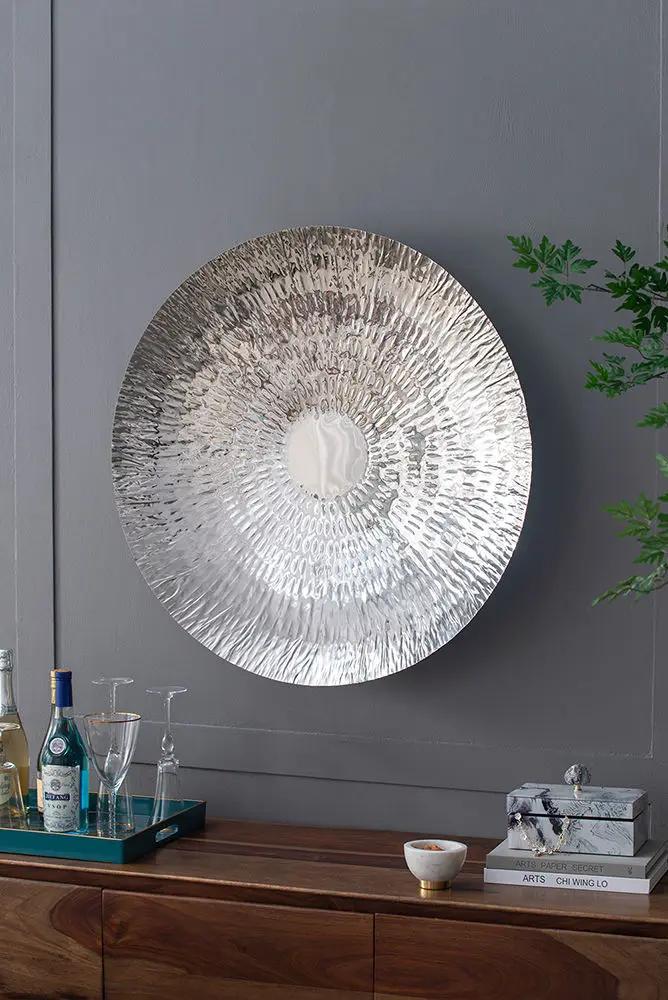 Textured Oversized Disc, Wall Decor For Living Room (Set of 3) - Silver by Unique Piece Furniture