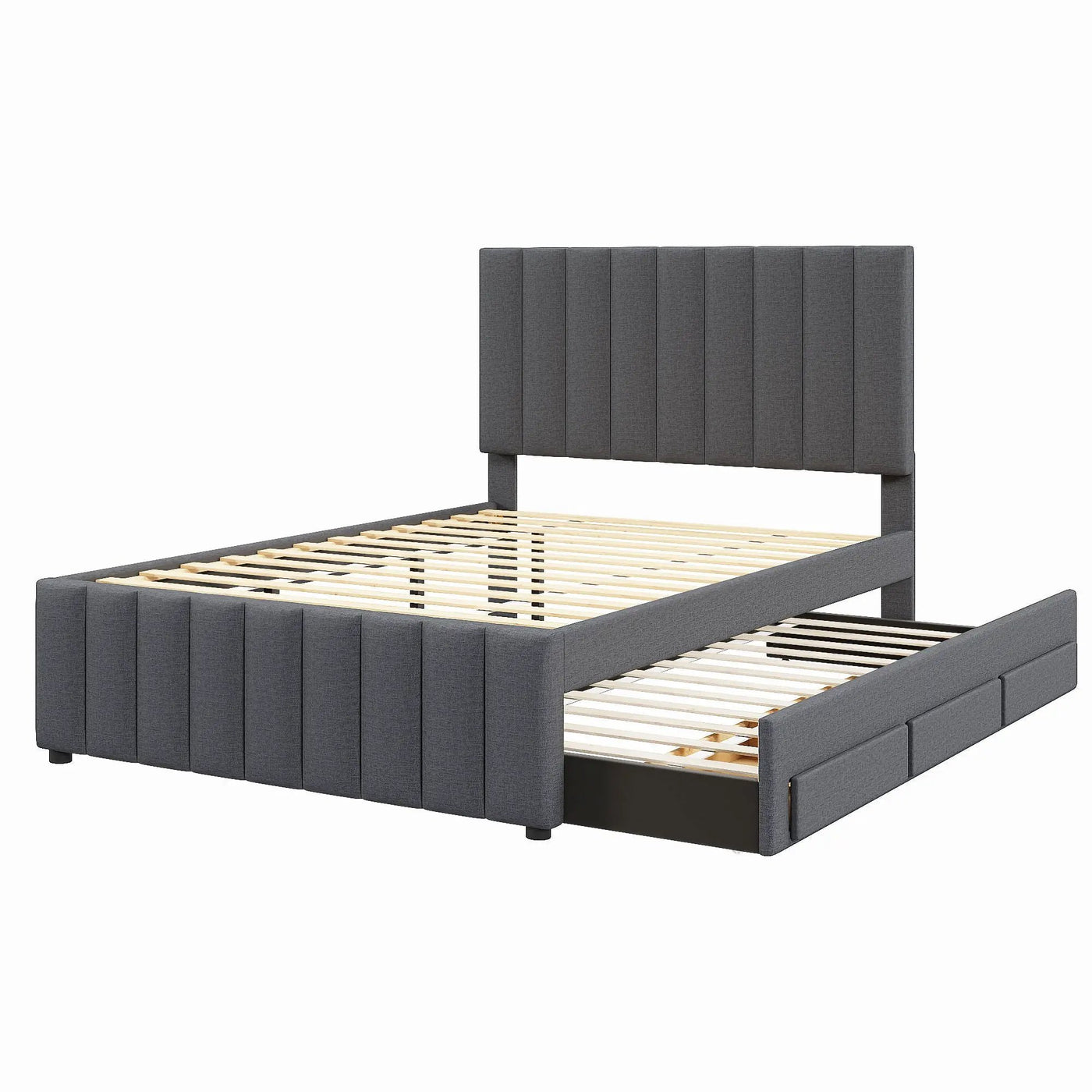 Upholstered Platform Bed With Twin Size Trundle And 3 Drawers by Unique Piece Furniture