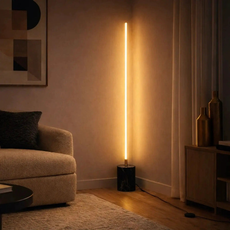 Prism - LED Floor Lamp With On / Off Switch Base - Gold / Marble by Unique Piece Furniture
