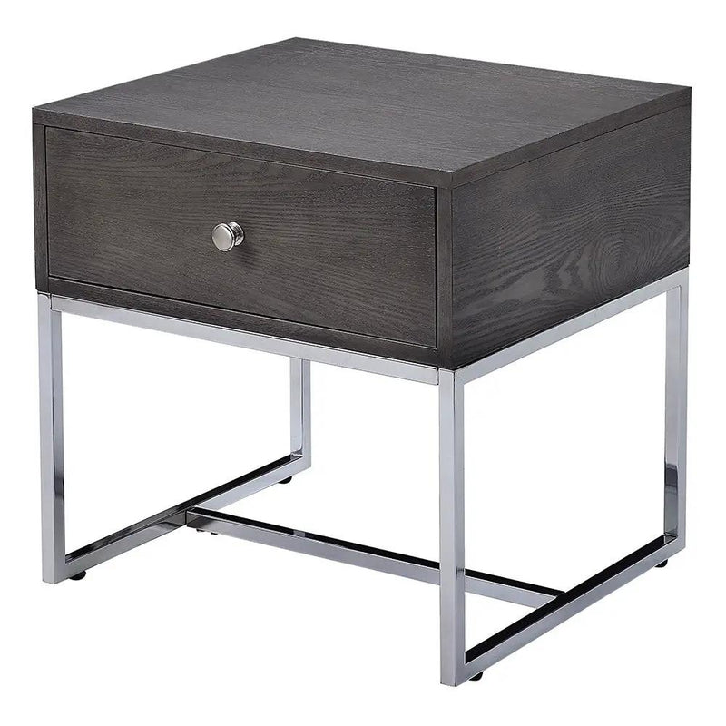Iban - End Table - Gray Oak & Chrome by Unique Piece Furniture