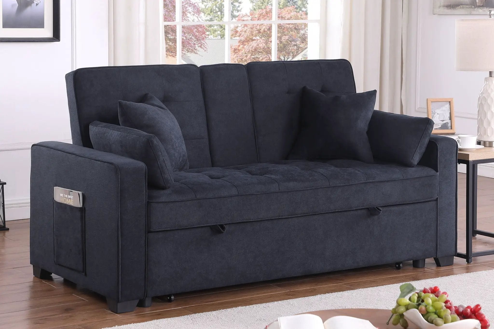 Cody II - 69.5"W Woven Fabric Convertible Sleeper Loveseat with Cup Holder by Unique Piece Furniture