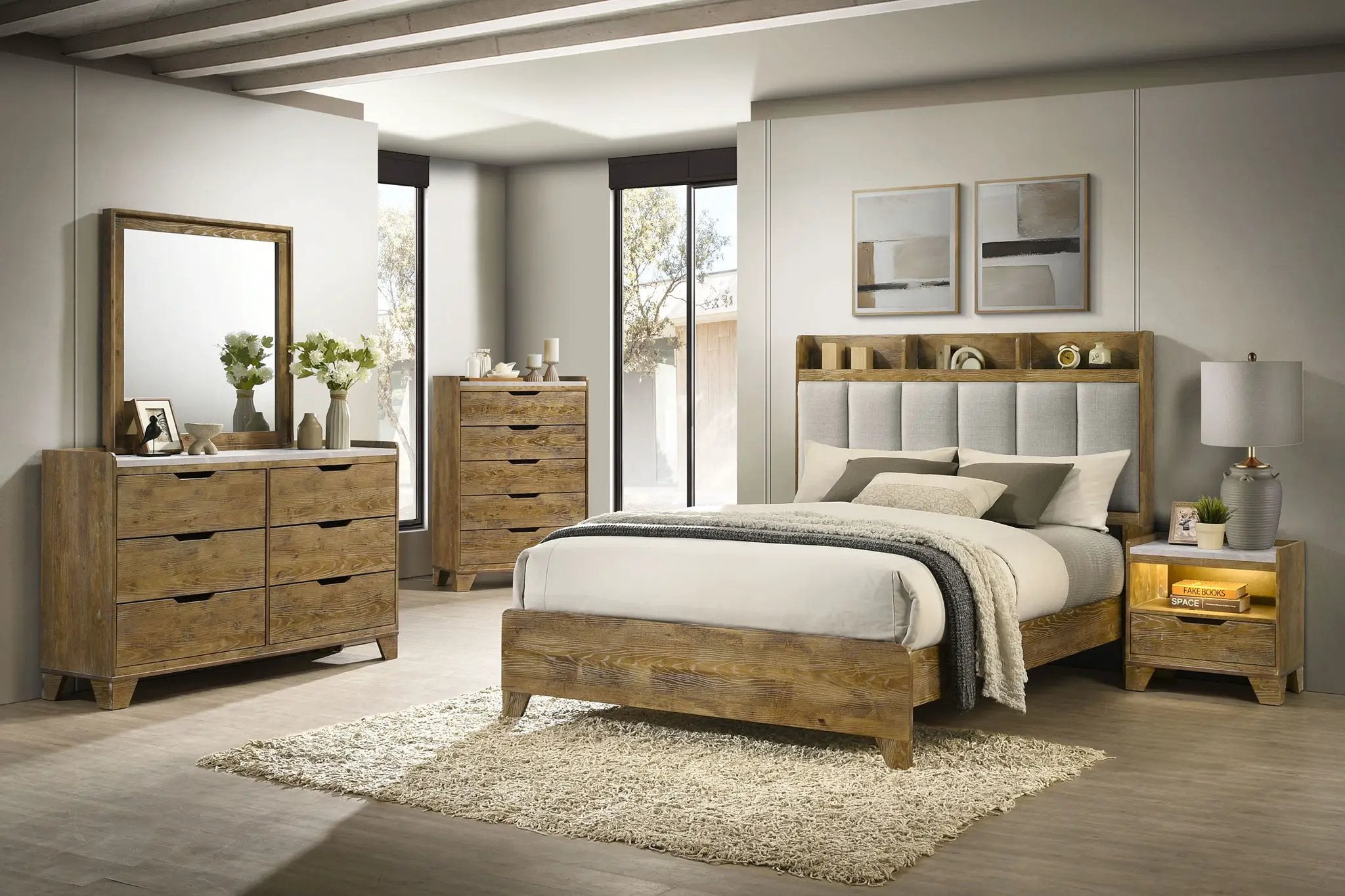 Henderson 5-piece Queen Bedroom Set Medium Oak by Unique Piece Furniture