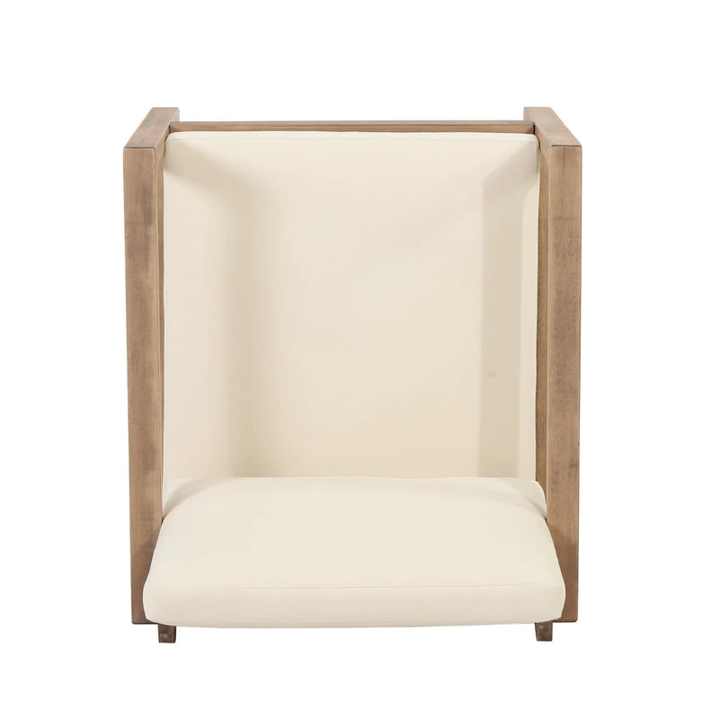 Set of 2 Outdoor Acacia Wood Patio Club Chairs with Beige Cushions by HouseOfZazla