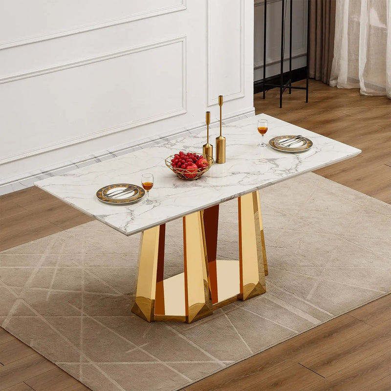 70'' Faux Marble Dining Table for 6 People by HouseOfZazla