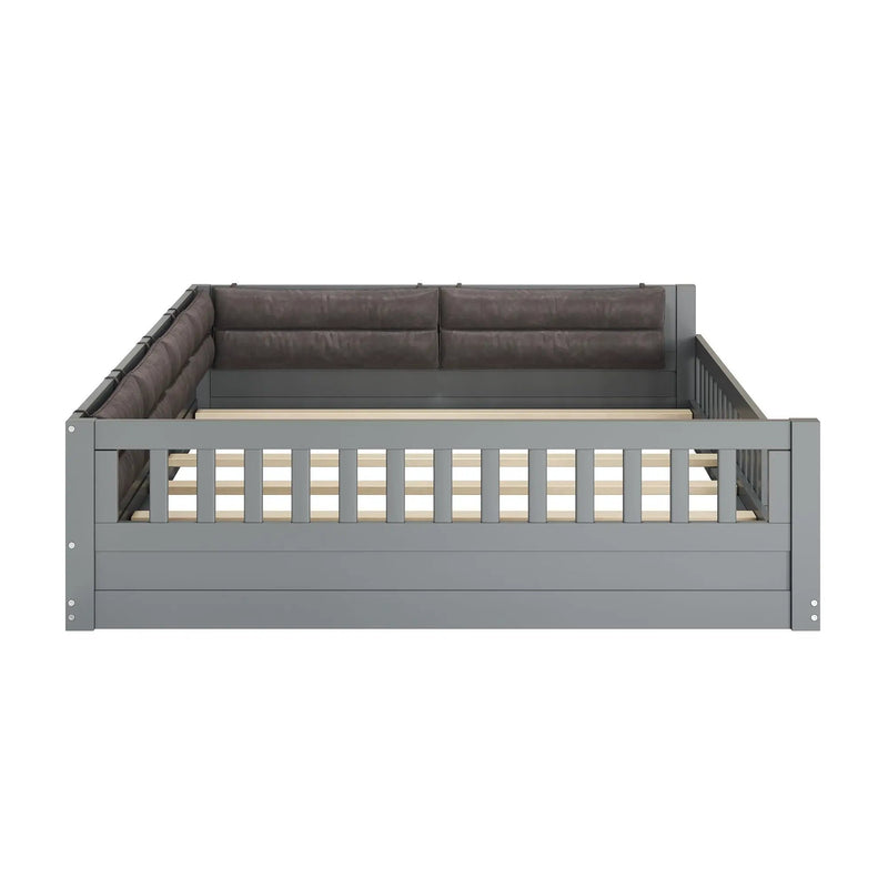Upholstered Platform Bed With Guardrail And Pillow by HouseOfZazla
