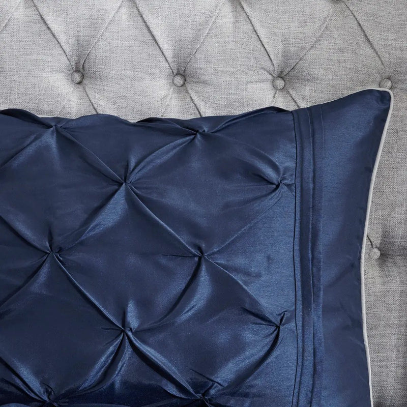 7 Piece Tufted Comforter Set Navy California King by HouseOfZazla