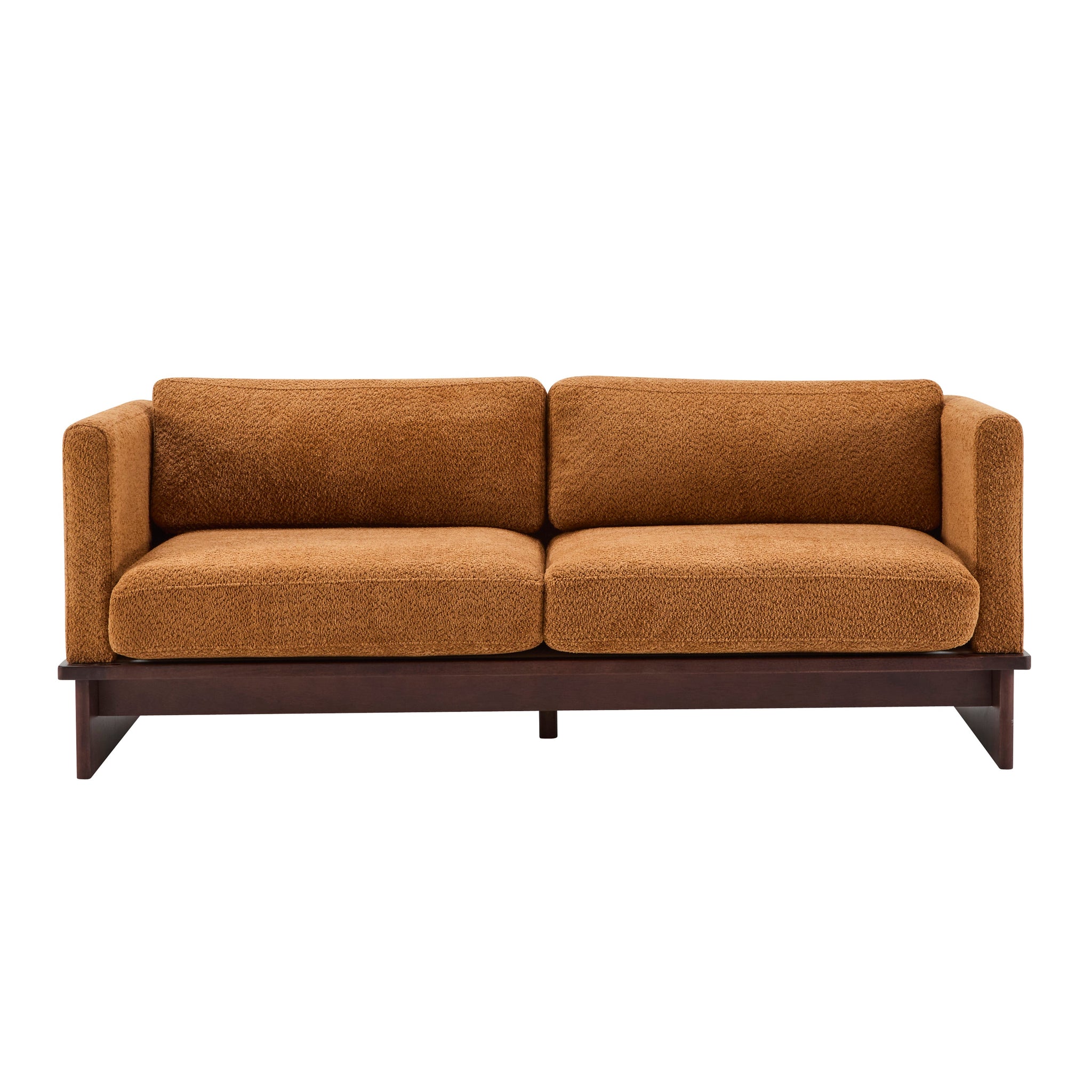 77 in. Square Arm Modern 3 Seater Boucle Sofa Upholstered Couch with Solid Wood Base by HouseOfZazla