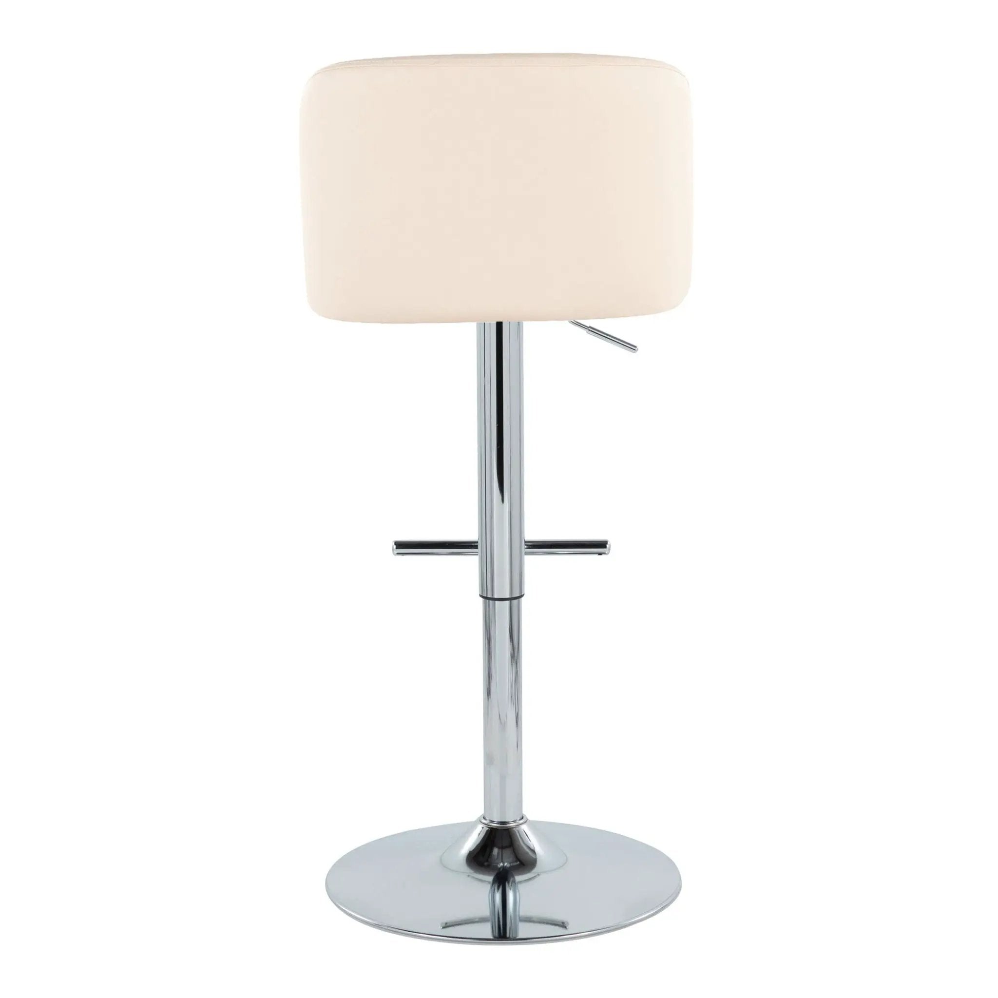 Toriano - Contemporary Adjustable Barstool With Swivel With Straight T Footrest (Set of 2) - Cream / Chrome by Unique Piece Furniture
