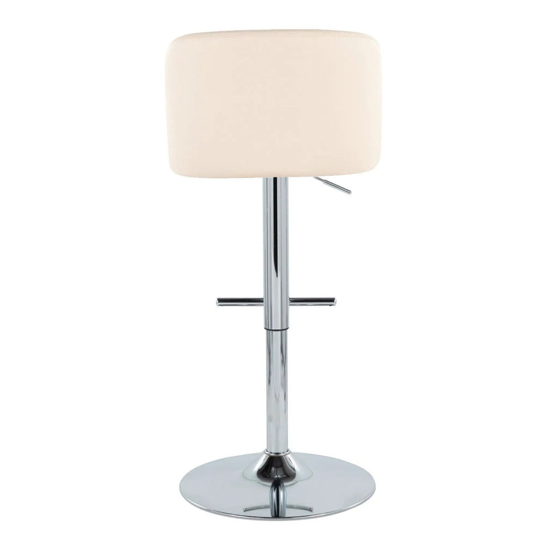 Toriano - Contemporary Adjustable Barstool With Swivel With Straight T Footrest (Set of 2) - Cream / Chrome by Unique Piece Furniture