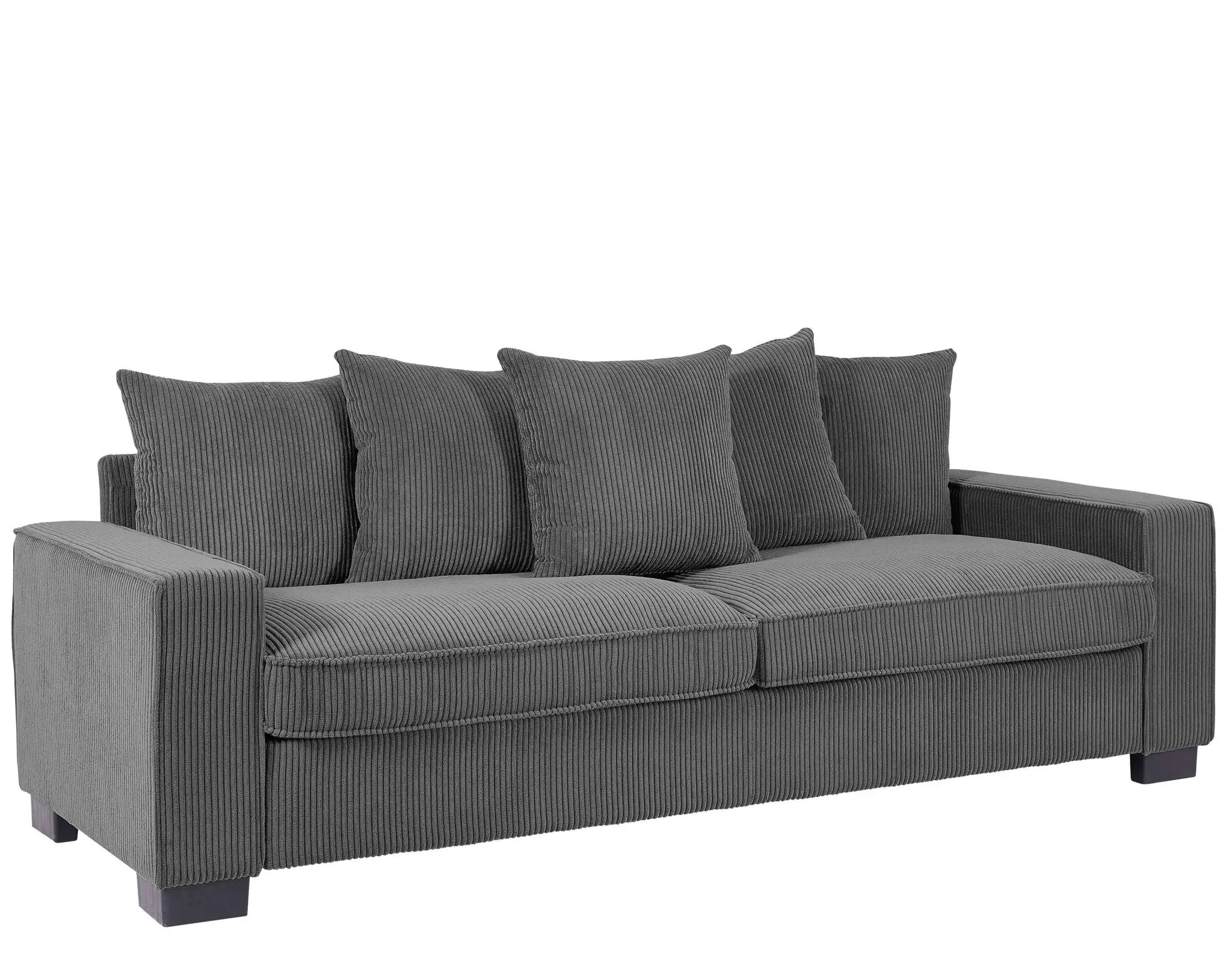 Luxe Sofa With 5 Matching Toss Pillows, Sleek Design, Spacious And Comfortable 3 Seater Couch by HouseOfZazla