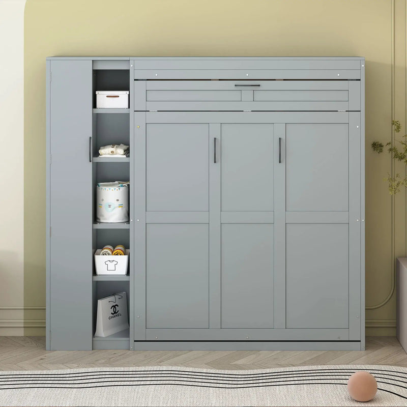 Murphy Wall Bed With Shelves, Wardrobe And LED Lights by Unique Piece Furniture
