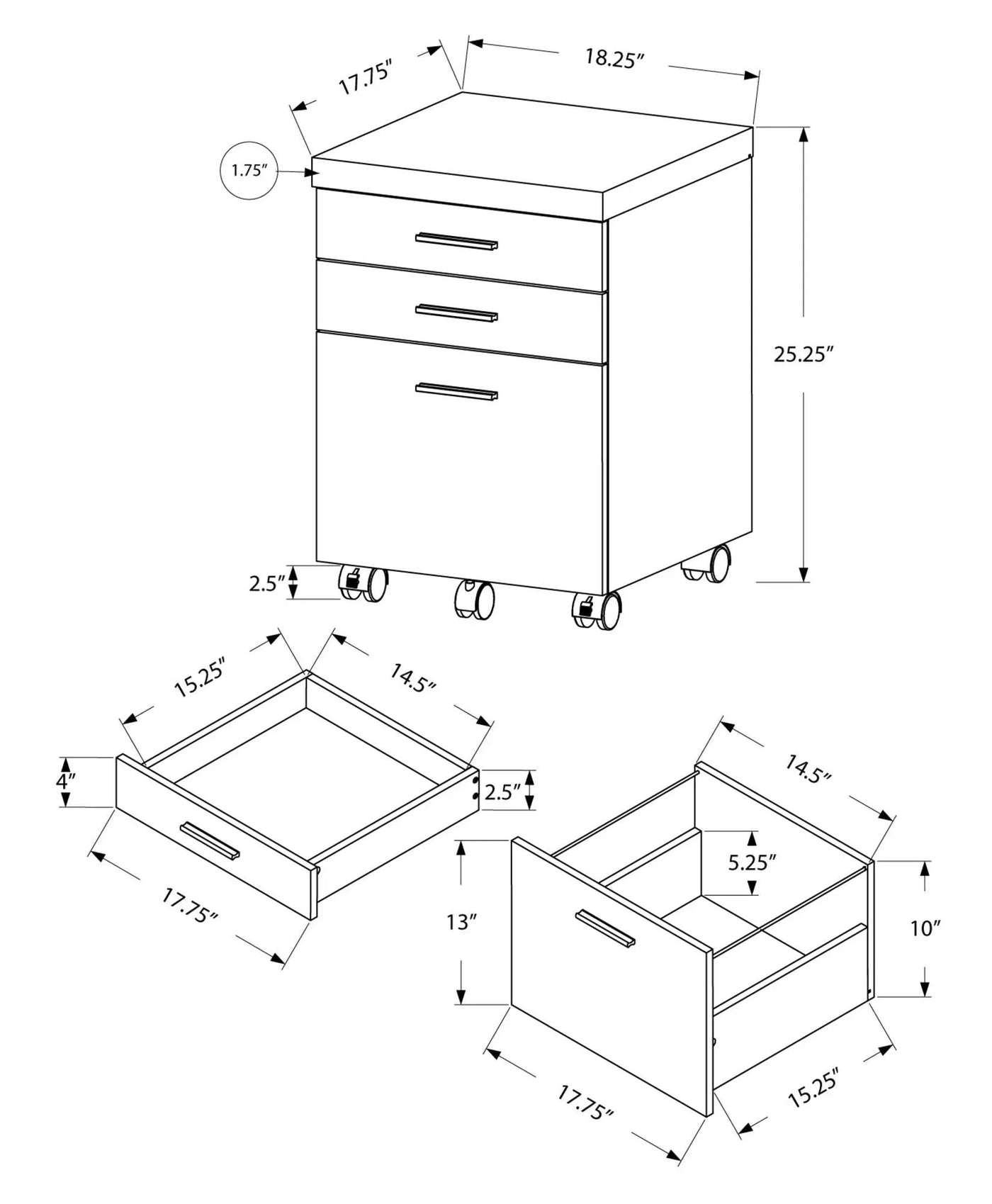 File Cabinet, Rolling Mobile, Storage Drawers, Printer Stand, Office, Contemporary & Modern by Unique Piece Furniture