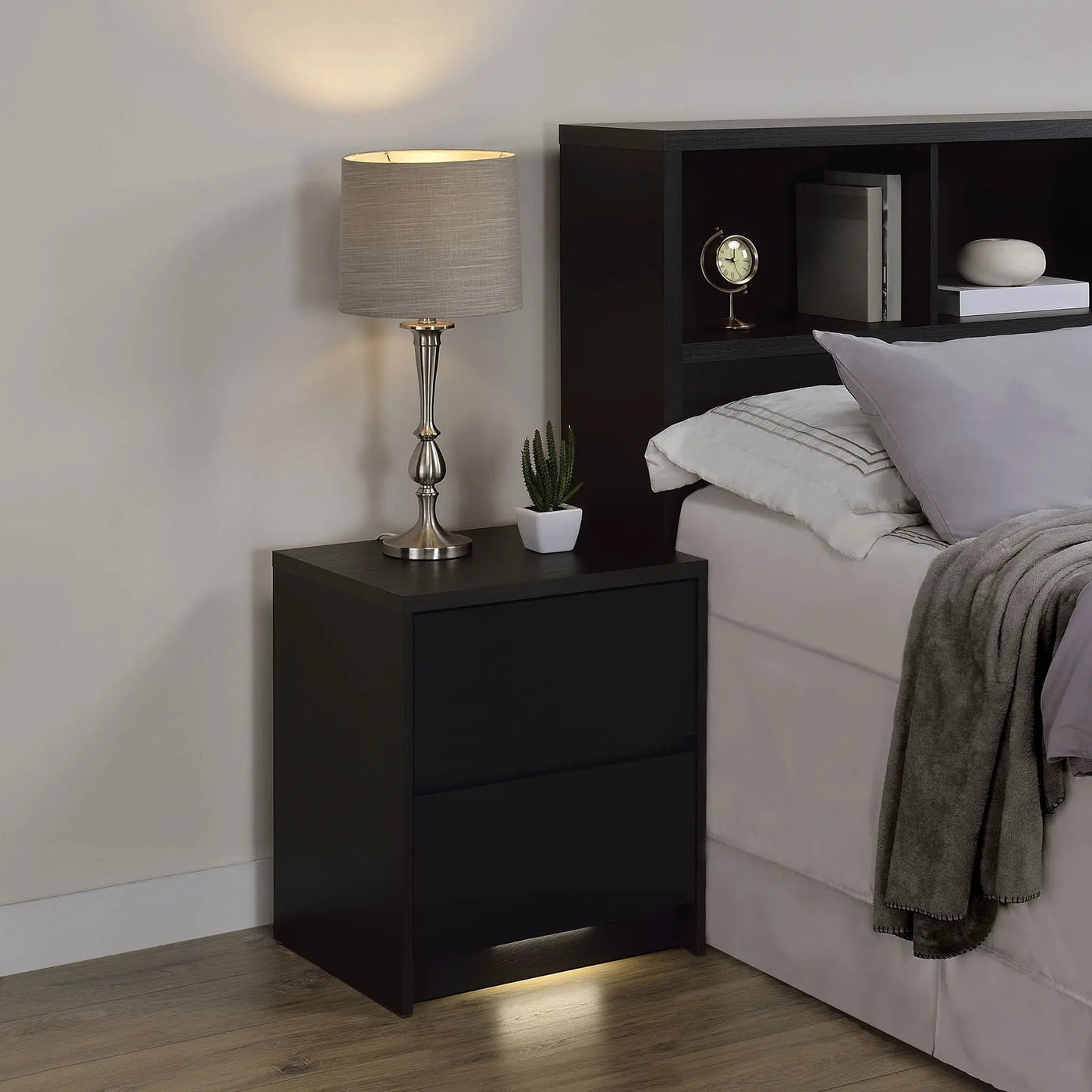 Geary - 2 Drawer Nightstand With LED Lights And USB Charging Ports by HouseOfZazla