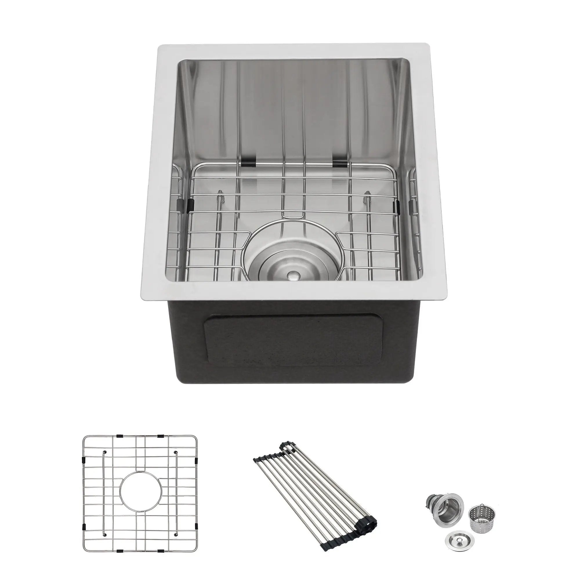 13" Undermount Kitchen Sink 16 Gauge Single Bowl - Brushed Nickel by HouseOfZazla