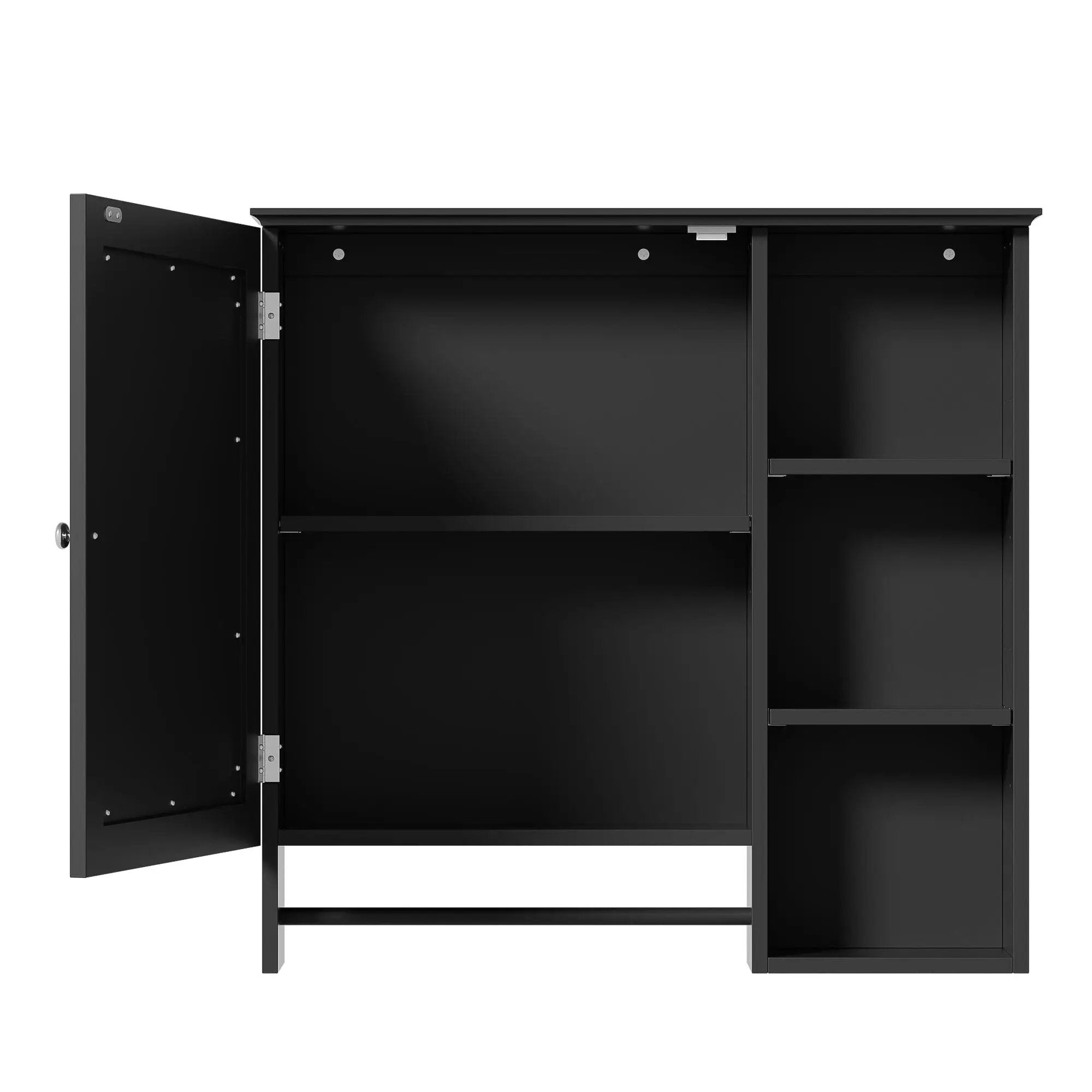 Wall Mounted Bathroom Storage Cabinet, Medicine Cabinets With Large Mirror Door, Adjustable Shelves And Three Open Storage Levels(Not Include Bathroom Vanity) by HouseOfZazla