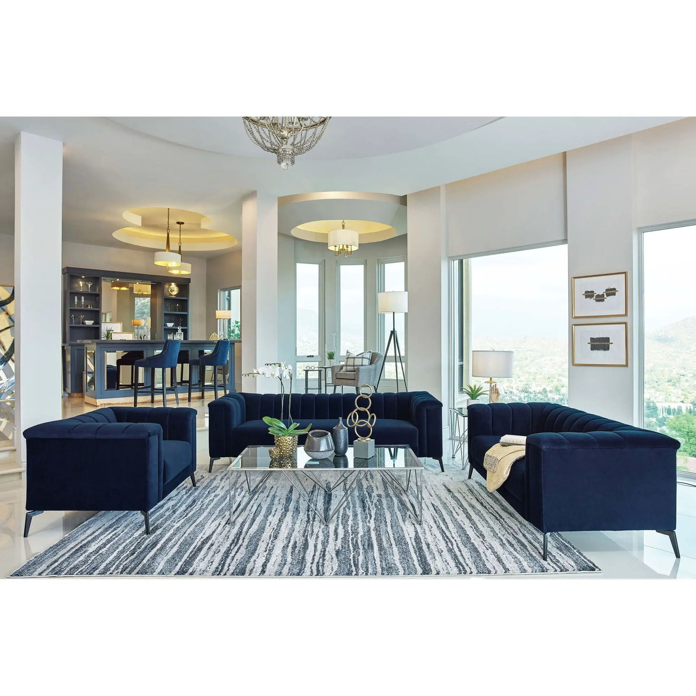 Darci - Tuxedo Arm Living Room Set by HouseOfZazla