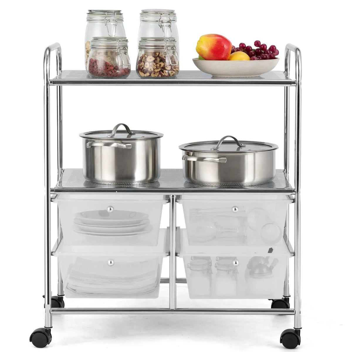 Mobile 4 Drawers Shelves Rolling Storage Cart Rack, photo 6 of 15