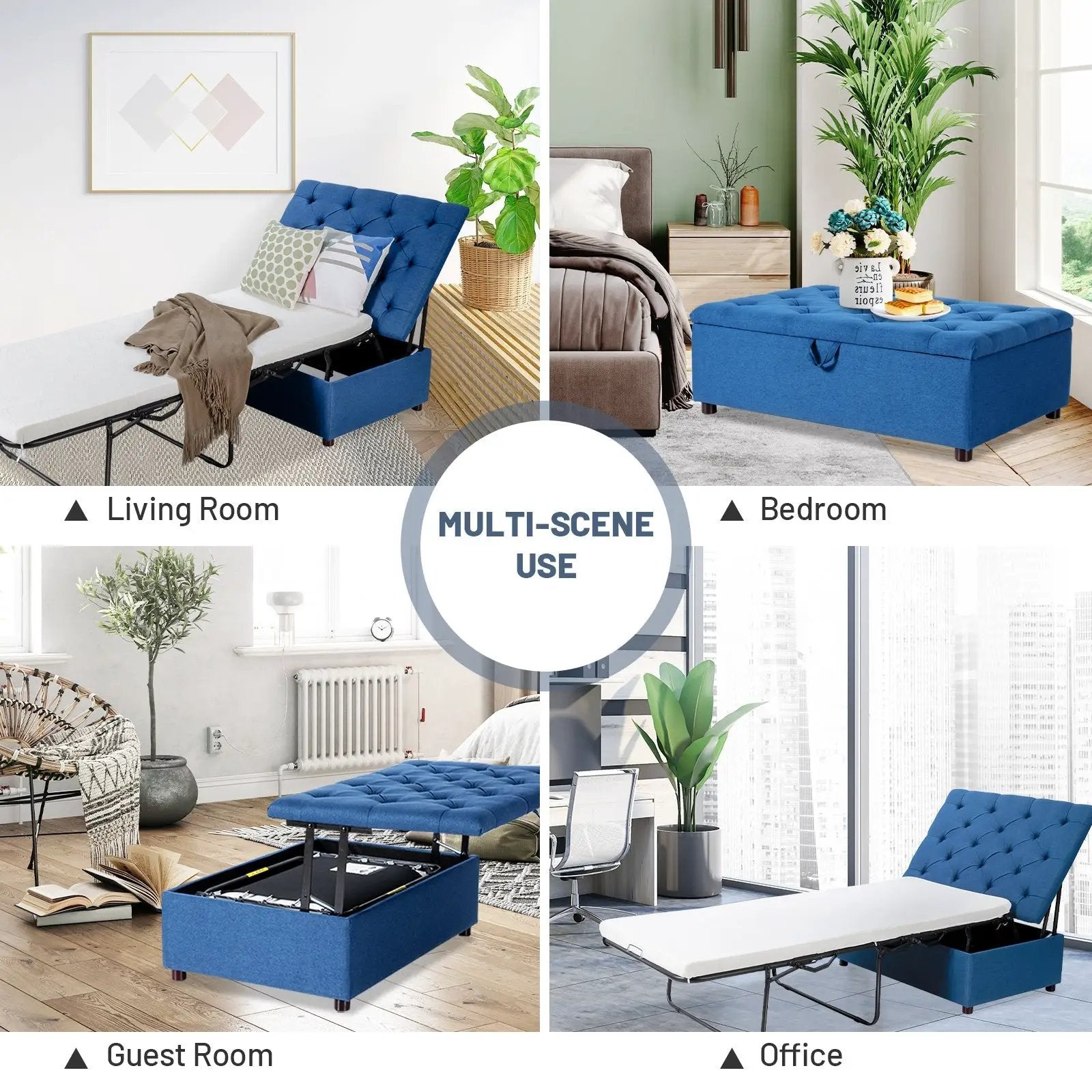 Folding Ottoman Sleeper Bed with Mattress for Guest Bed and Office Nap by DirectDeals