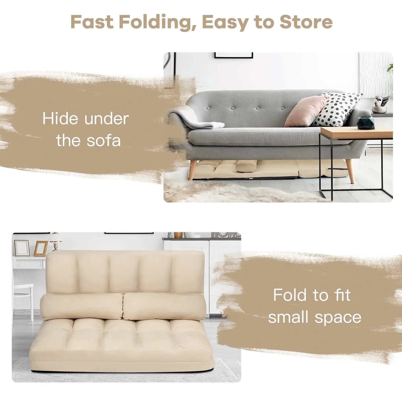 6-Position Foldable Floor Sofa Bed with Detachable Cloth Cover by DirectDeals