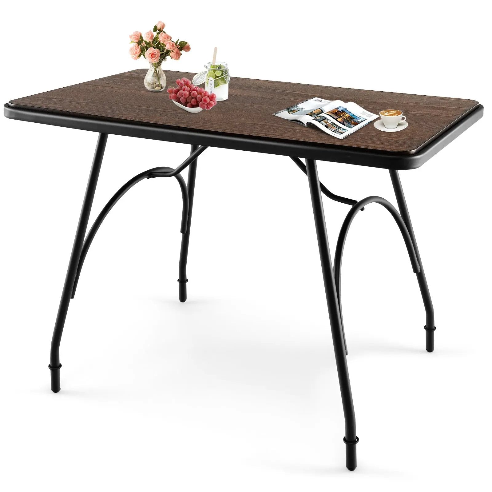 43 x 27.5 Inch Industrial Style Dining Table with Adjustable Feet-Rustic Brown by DirectDeals