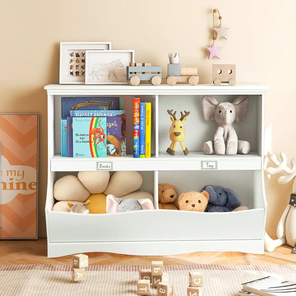 Kids Storage Unit Baby Toy Organizer Children Bookshelf Bookcase-White by DirectDeals