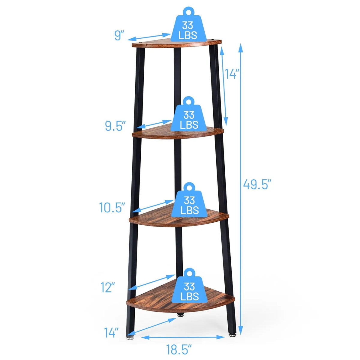 4-Tier Corner Shelf Metal Storage Rack Domestic Bookcase, photo 5 of 9