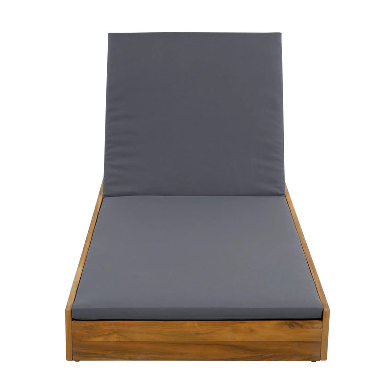 Acacia Wood Lounge Chaise Set with Water-Resistant Cushions by HouseOfZazla