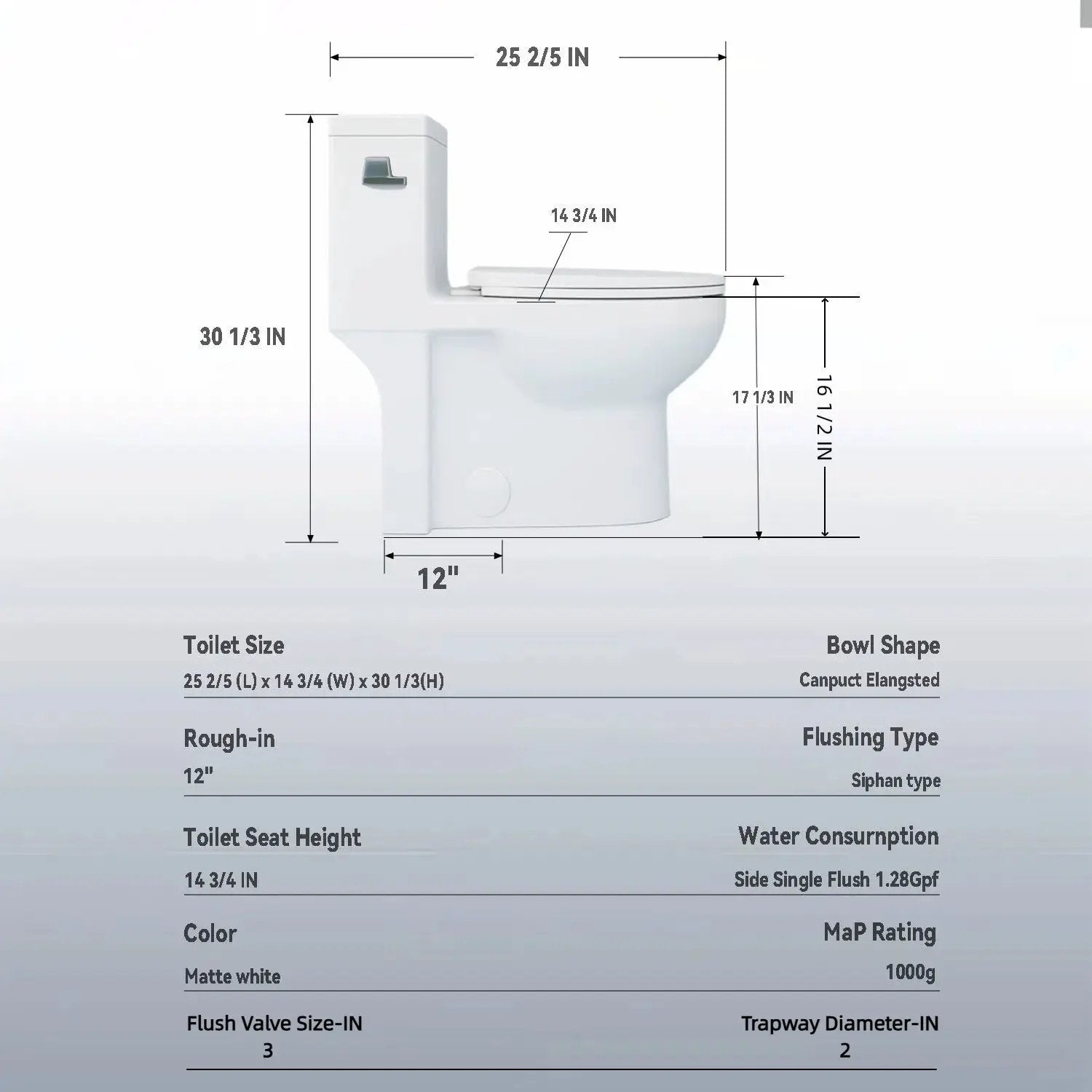 Gloss Tornado Flush 1 Piece Elongated Toilet With Siphonic Side Press, ADA Comfort Chair Height - Gloss White by HouseOfZazla