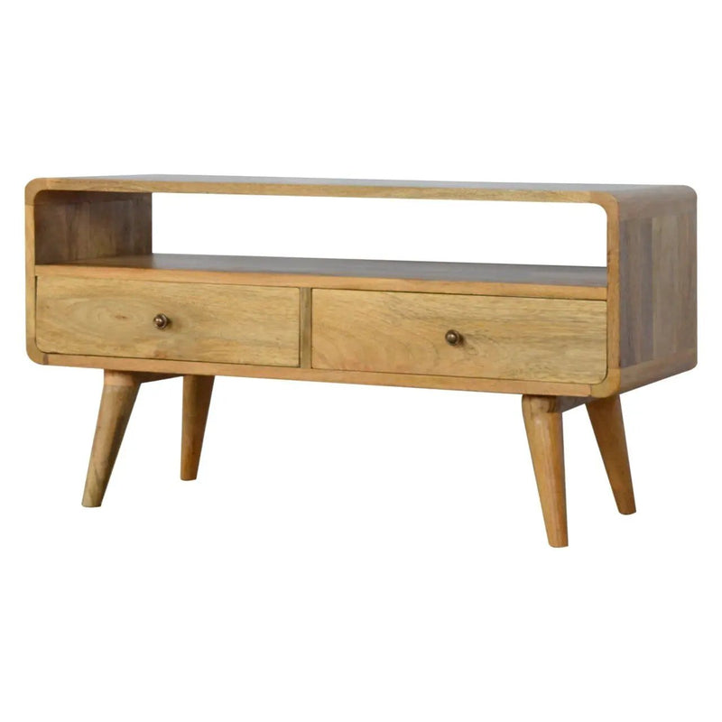 Solid Wood Curved Media Unit by HouseOfZazla
