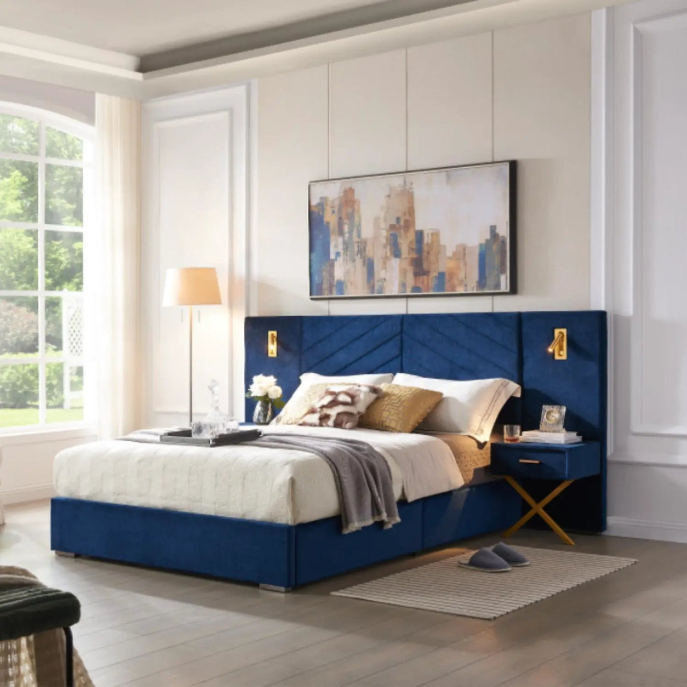 Comfortable Upholstered Bed With Vertical Channel Tufted Wingback Headboard by HouseOfZazla