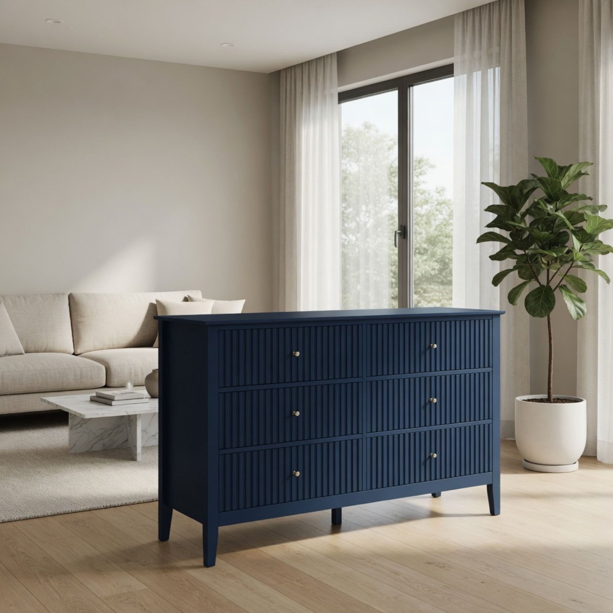 Modern 6 Drawer Fluted Dresser by HouseOfZazla
