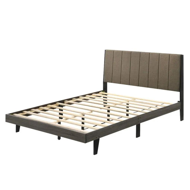 Valdemar - Queen Bed - Brown Fabric & Weathered Gray by Unique Piece Furniture