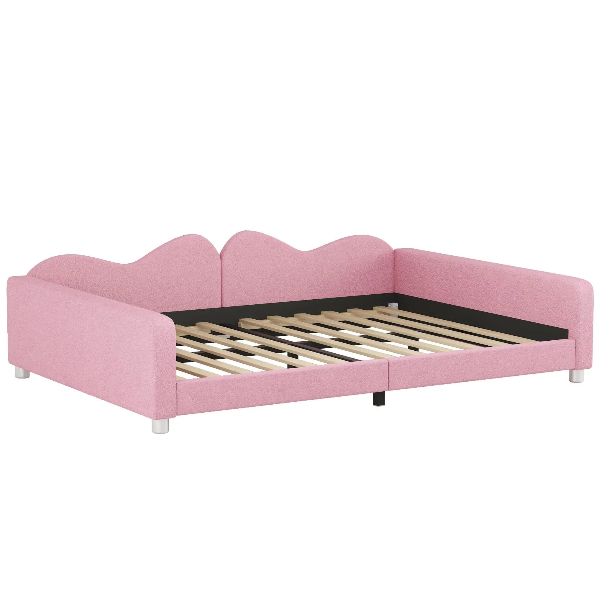 Upholstered Daybed, Sherpa Fabric Sofabed With Cloud-Shaped Backrest by Unique Piece Furniture