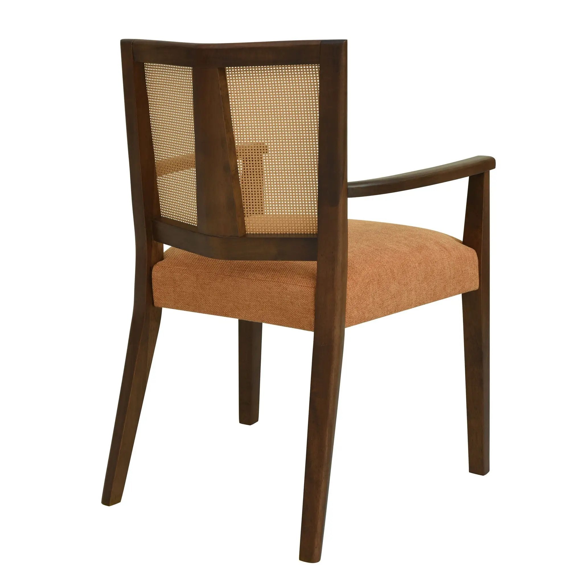 Mid Century Modern Arm Dining Chair Set With Rattan Backrest by HouseOfZazla
