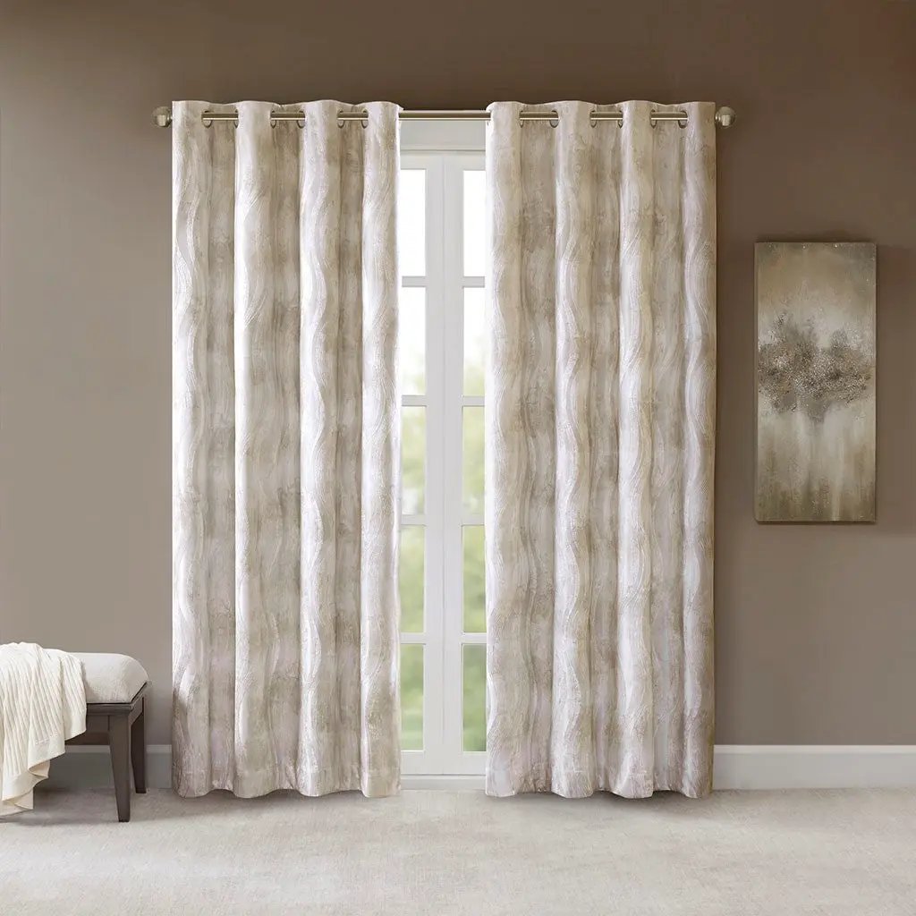 Printed Jacquard Grommet Top Total Blackout Curtain Panel by HouseOfZazla