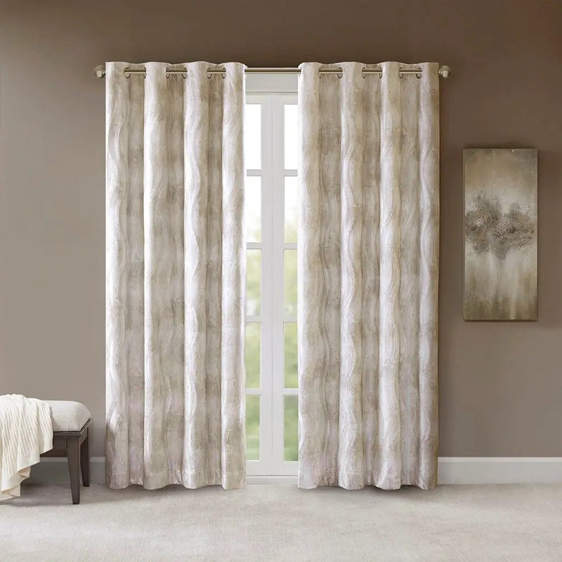 Printed Jacquard Grommet Top Total Blackout Curtain Panel by HouseOfZazla
