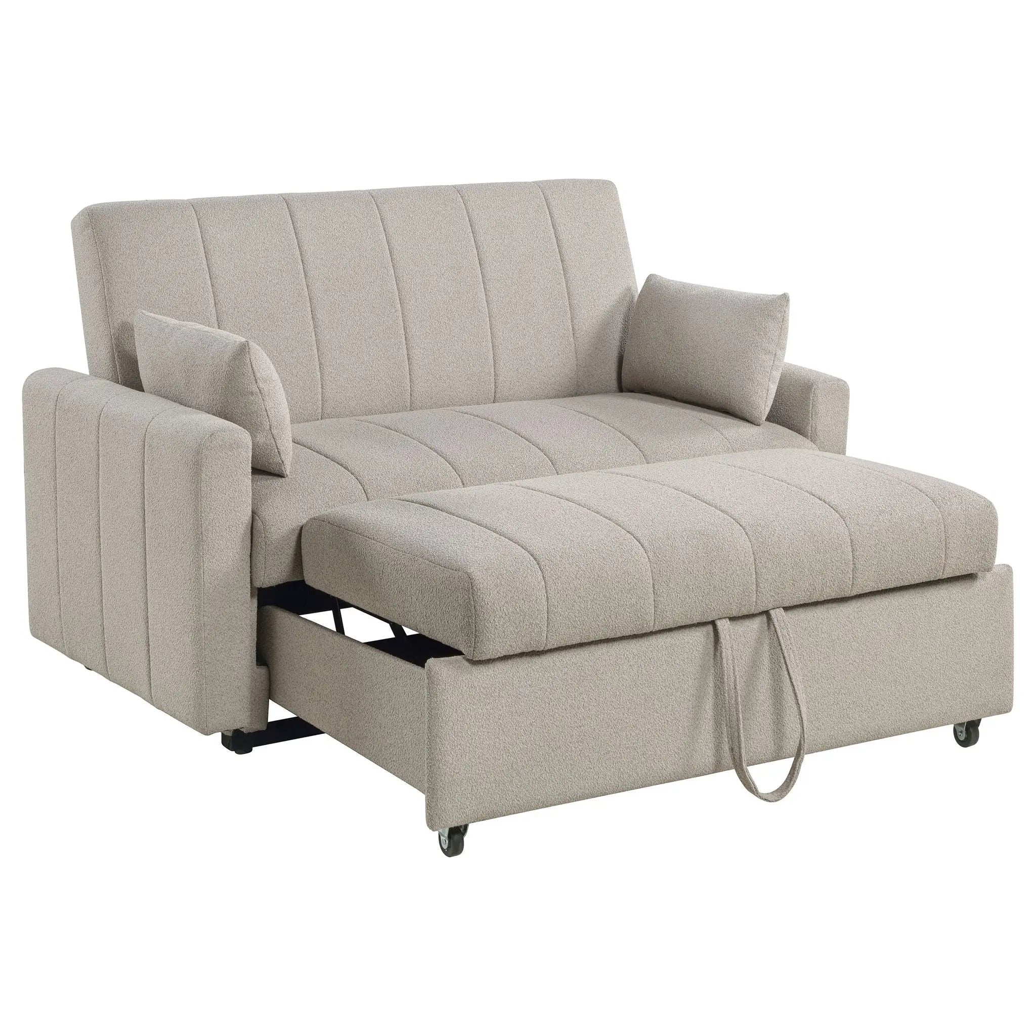 Portland Boucle Upholstered Sleeper Sofa Bed Latte by Unique Piece Furniture