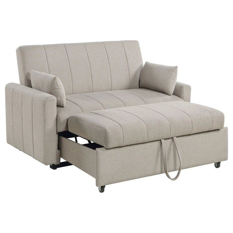 Portland Boucle Upholstered Sleeper Sofa Bed Latte by Unique Piece Furniture