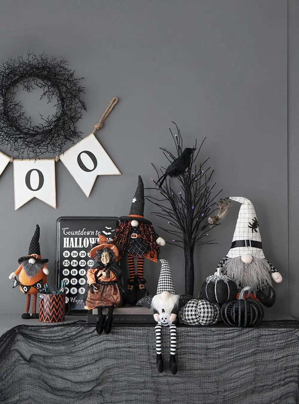 Sitting Gnome With Hat Spider, For Halloween Decor by HouseOfZazla