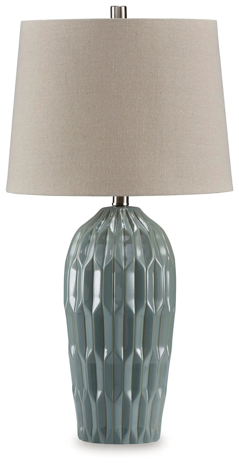 Hadbury - Ceramic Table Lamp (Set of 2) - Pale Blue / Teal by Unique Piece Furniture