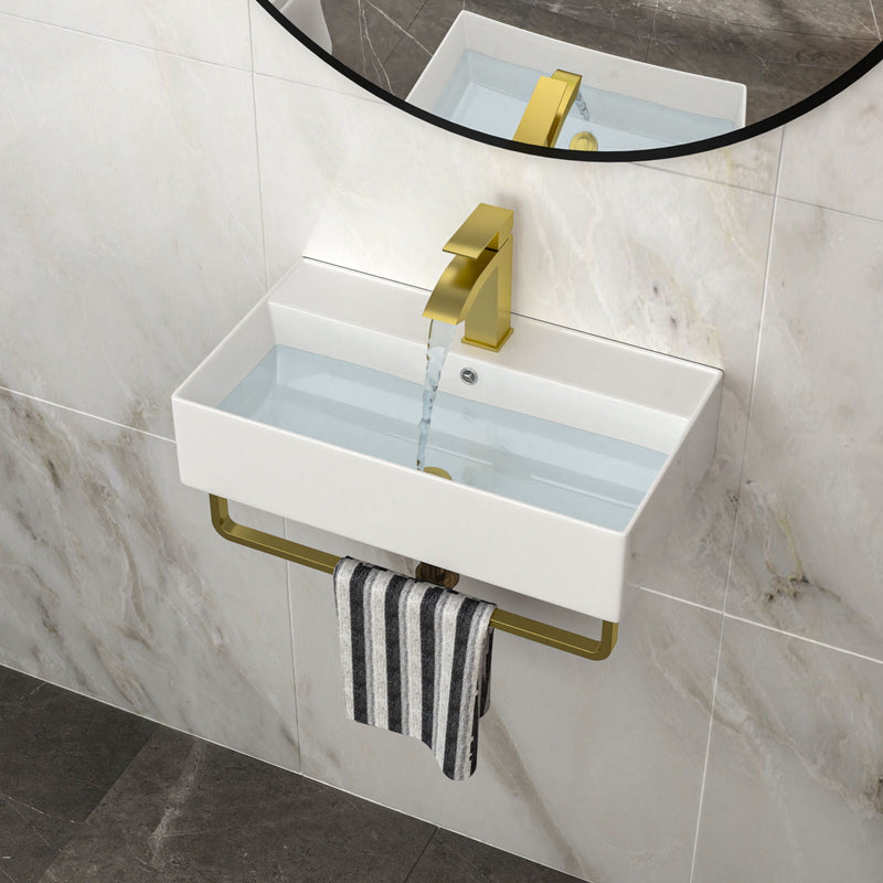 Wall Mounted Rectangular Bathroom Sink With Towel Bar by HouseOfZazla