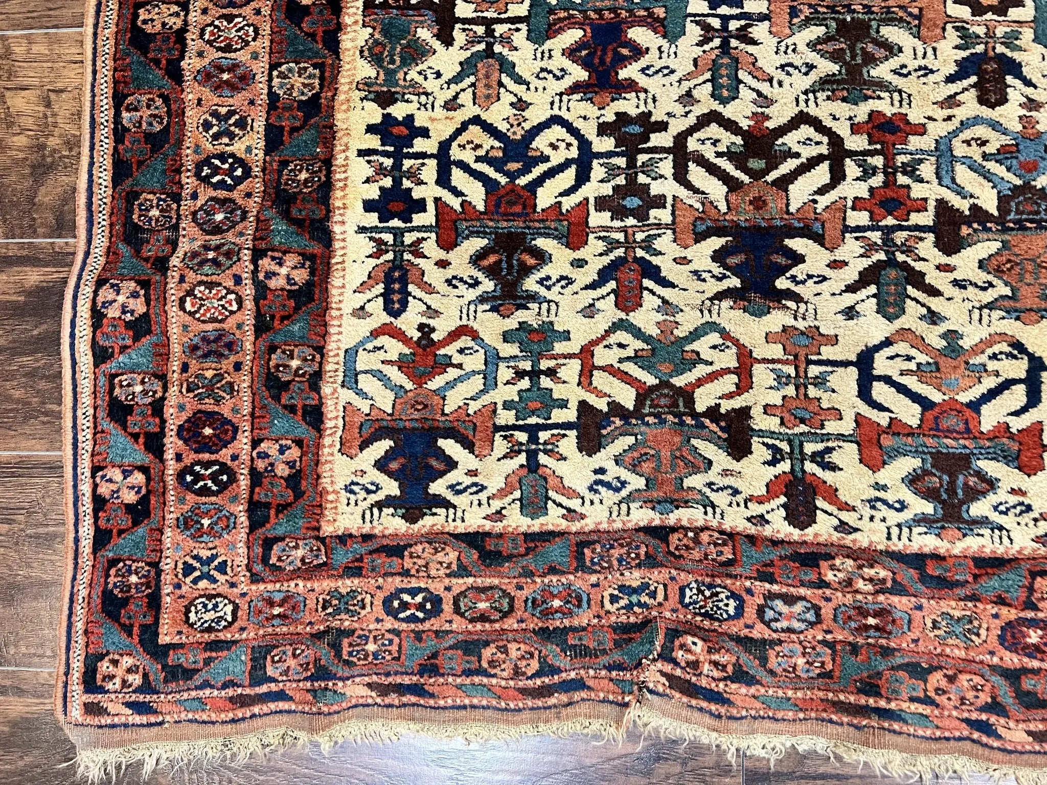 Persian Afshar Rug 5x6, Allover Repeated Motif, Wool Tribal Carpet, Handmade Semi Antique Rug by Jewel Rugs