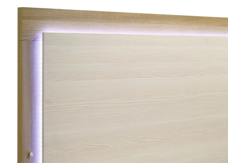 Hyland Eastern King Panel Bed LED Headboard Natural by Unique Piece Furniture