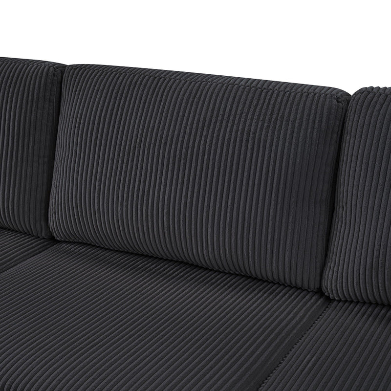 Oversized Sectional U-Shaped Sofa With Chaise Lounge And Three Soft Throw Pillows by HouseOfZazla