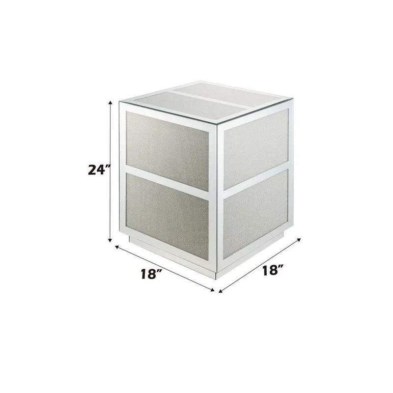 Noralie - 18" End Table With Faux Diamonds - Mirrored by Unique Piece Furniture