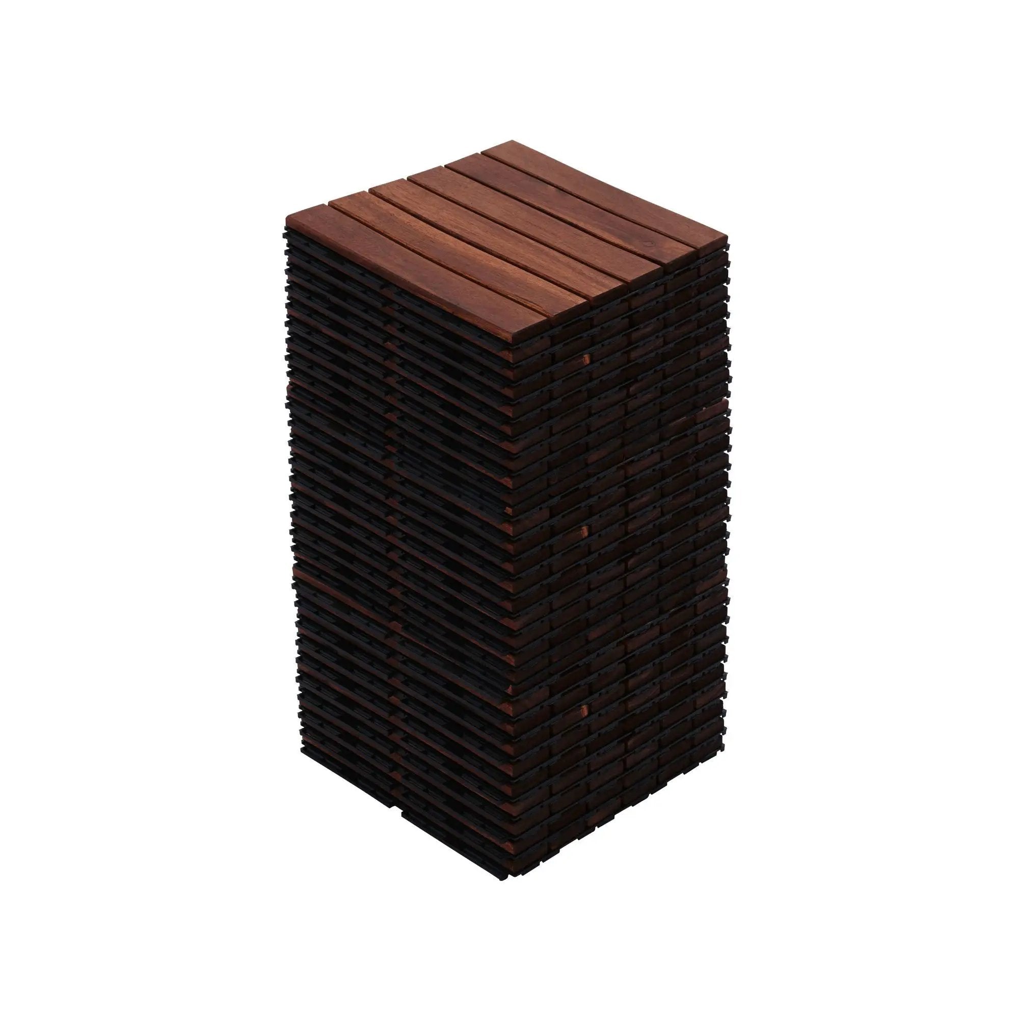 Interlocking Deck Tiles Striped Pattern, Square Acacia Hardwood Outdoor Flooring For Patio, Bancony, Pool Side by HouseOfZazla