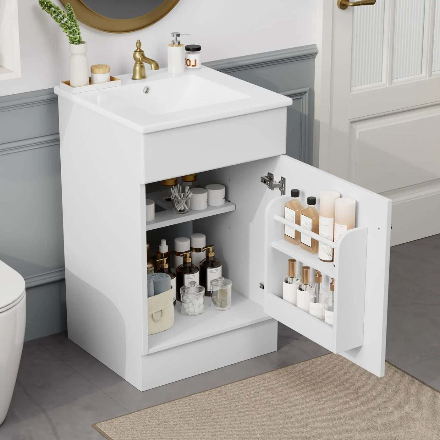 Bathroom Vanity With Sink, Cabinet With Adjustable Shelf by HouseOfZazla