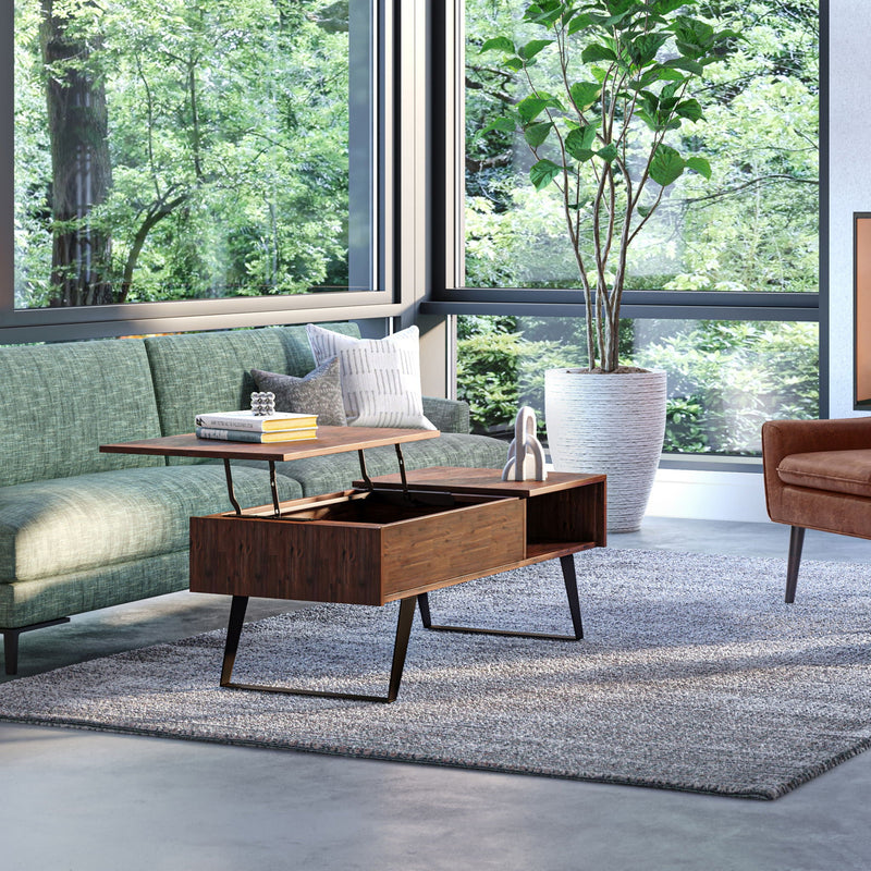 Lowry - Lift Top Coffee Table - Distressed Charcoal Brown by HouseOfZazla