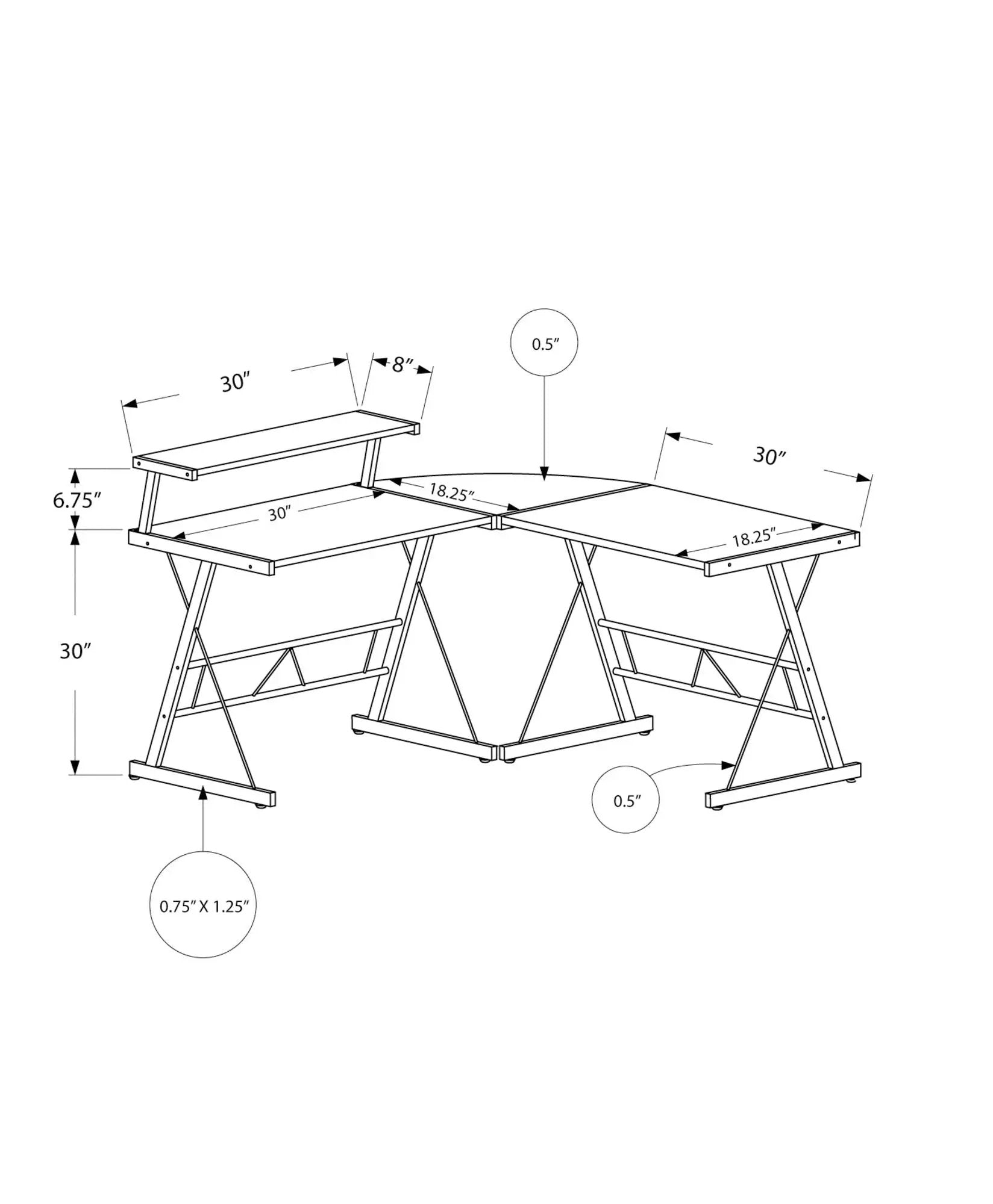 Computer Desk, Home Office, Corner, L Shape, Laptop, Durable Construction by Unique Piece Furniture
